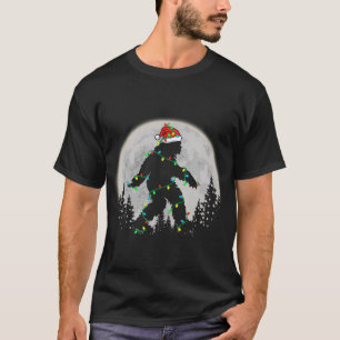 Bigfoot Santa Christmas Tree Lights Funny Xmas T-Shirt