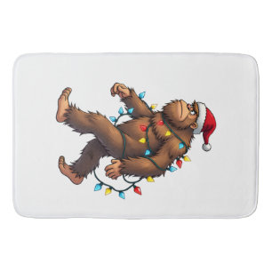 Bigfoot Santa Christmas Tree Lights Xmas Boys Men  Bath Mat