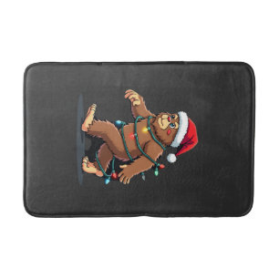 Bigfoot Santa Christmas Tree Lights Xmas Boys Men  Bath Mat