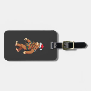 Bigfoot Santa Christmas Tree Lights Xmas Boys Men Luggage Tag