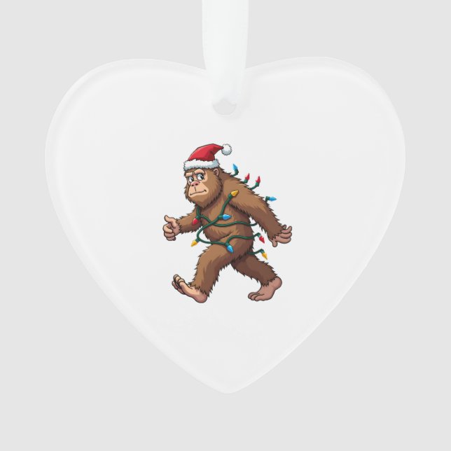 Bigfoot Santa Christmas Tree Lights Xmas Boys Men  Ornament (Front)