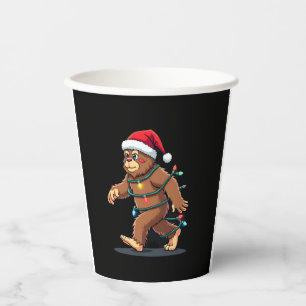 Bigfoot Santa Christmas Tree Lights Xmas Boys Men  Paper Cups