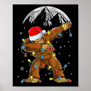 Bigfoot Santa Christmas Tree Lights Xmas Boys Men Poster