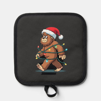 Bigfoot Santa Christmas Tree Lights Xmas Boys Men  Pot Holder