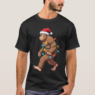 Bigfoot Santa Christmas Tree Lights Xmas Boys Men  T-Shirt