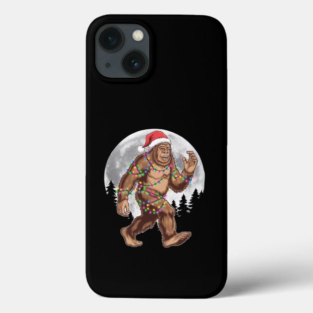 Bigfoot Santa Christmas Tree Lights Xmas Sasquatch Case-Mate iPhone Case (Back)