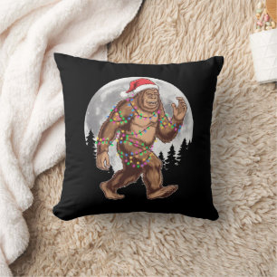 Bigfoot Santa Christmas Tree Lights Xmas Sasquatch Cushion
