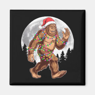 Bigfoot Santa Christmas Tree Lights Xmas Sasquatch Magnet