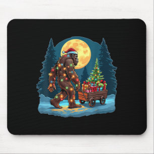 Bigfoot Santa Christmas Tree Lights Xmas Sasquatch Mouse Pad