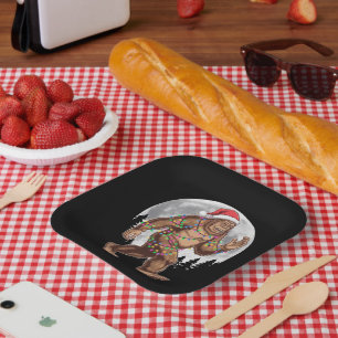 Bigfoot Santa Christmas Tree Lights Xmas Sasquatch Paper Plate