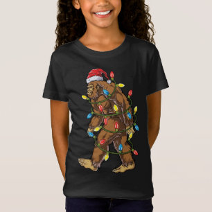 Bigfoot Santa Christmas Tree Lights Xmas Sasquatch T-Shirt