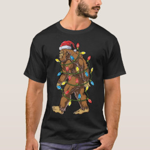 Bigfoot Santa Christmas Tree Lights Xmas Sasquatch T-Shirt