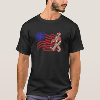Bigfoot Santa Claus Christmas Patriotic Flag Ameri T-Shirt