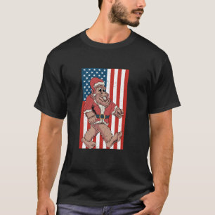 Bigfoot Santa Claus Christmas Patriotic USA Flag A T-Shirt