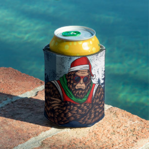Bigfoot Santa Claus In The Forest Can Cooler