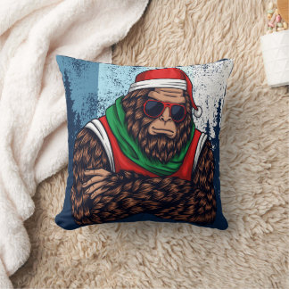 Bigfoot Santa Claus In The Forest Cushion