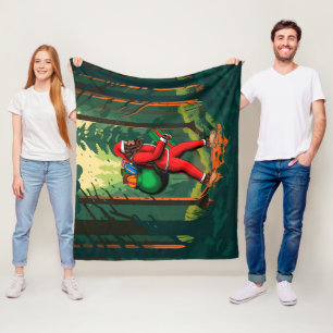 Bigfoot Santa Claus Sack of Gifts Medium Fleece Blanket