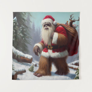 Bigfoot Santa Claus Tapestry
