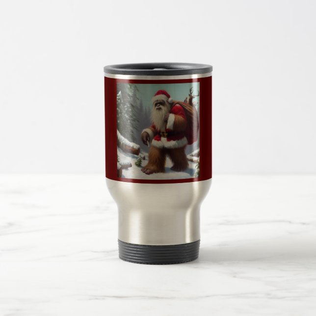 Bigfoot Santa Claus Travel Mug (Center)