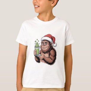 Bigfoot Santa Funny Sasquatch Holding Matcha Xmas T-Shirt