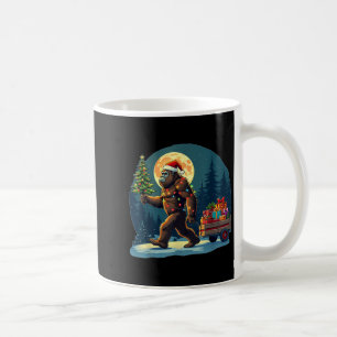 Bigfoot Santa Hat Christmas Tree Lights Xmas Sasqu Coffee Mug