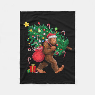 Bigfoot Santa Most Wonderful Christmas Tree Lights Fleece Blanket