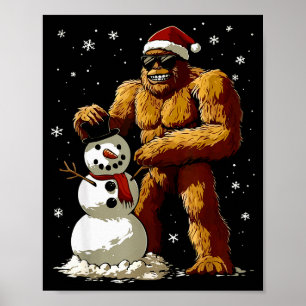 Bigfoot Santa Snowman Kids Boys Men Xmas Christmas Poster