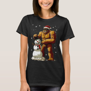 Bigfoot Santa Snowman Kids Boys Men Xmas Christmas T-Shirt