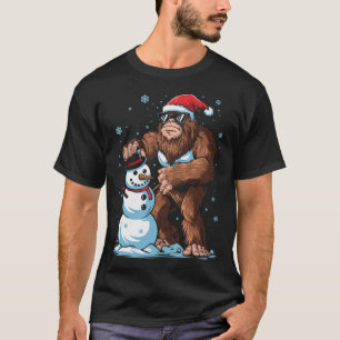 Bigfoot Santa Snowman Kids Boys Men Xmas Christmas T-Shirt