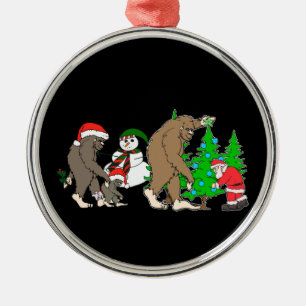 Bigfoot Santa snowman Metal Tree Decoration