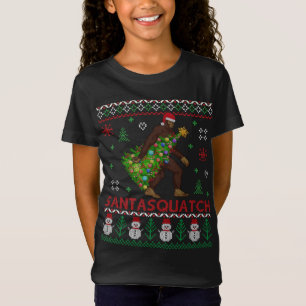 Bigfoot - Santa Squatch Carrying Christmas Tree Li T-Shirt