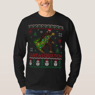Bigfoot - Santa Squatch Carrying Christmas Tree Li T-Shirt