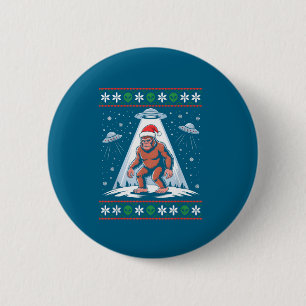 Bigfoot Santa Ufo Alien Funny Ugly Christmas Sweat 6 Cm Round Badge