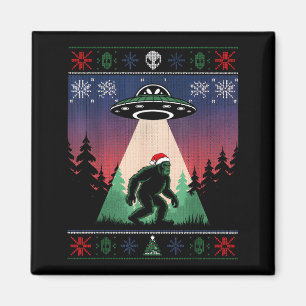 Bigfoot Santa Ufo Alien Funny Ugly Christmas Sweat Magnet