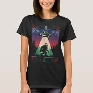 Bigfoot Santa Ufo Alien Funny Ugly Christmas Sweat T-Shirt