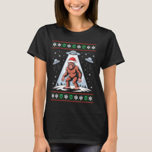 Bigfoot Santa Ufo Alien Funny Ugly Christmas Sweat T-Shirt
