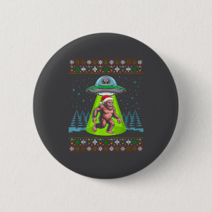 Bigfoot Santa Ufo Sasquatch Funny Ugly Christmas S 6 Cm Round Badge