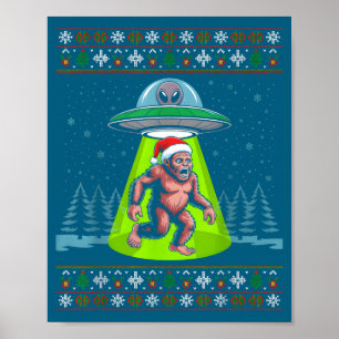 Bigfoot Santa Ufo Sasquatch Funny Ugly Christmas S Poster
