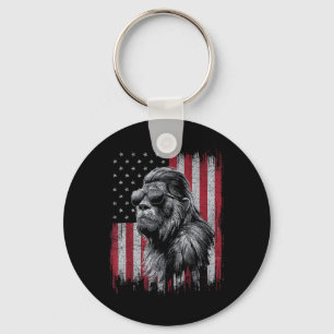 Bigfoot Sasquatch 4th Of July Patriotic Usa Indepe Key Ring