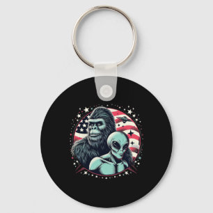 Bigfoot Sasquatch Alien Amp Bigfoot Usa Flag Fathe Key Ring