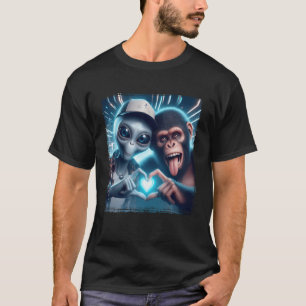 Bigfoot Sasquatch Alien Lovefest Heart Love Hand S T-Shirt