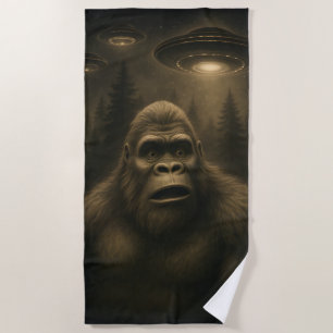 Bigfoot Sasquatch Alien UFO Funny Beach Towel