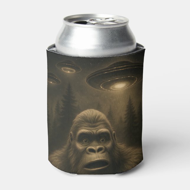 Bigfoot Sasquatch Alien UFO Funny Can Cooler (Can Front)