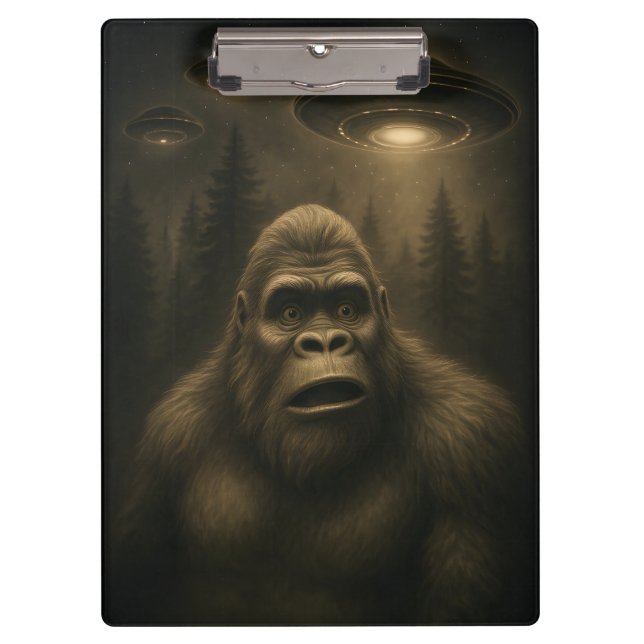 Bigfoot Sasquatch Alien UFO Funny Clipboard (Front)