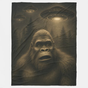 Bigfoot Sasquatch Alien UFO Funny Fleece Blanket