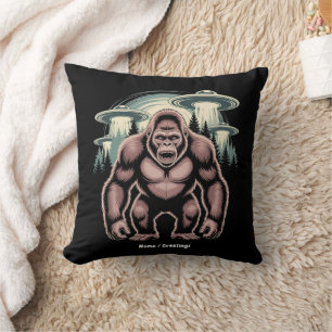 Bigfoot Sasquatch Alien UFO Funny Graphic Design Cushion