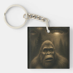 Bigfoot Sasquatch Alien UFO Funny Key Ring