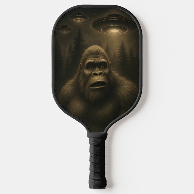 Bigfoot Sasquatch Alien UFO Funny Pickleball Paddle (Front)