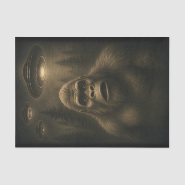 Bigfoot Sasquatch Alien UFO Funny Tissue Paper (Front)