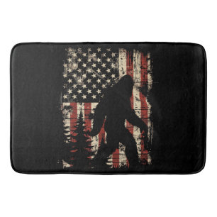 Bigfoot Sasquatch America Flag Patriotic Men Women Bath Mat